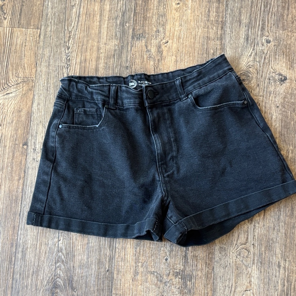 wonder nation Black Rolled Hem Denim Shorts